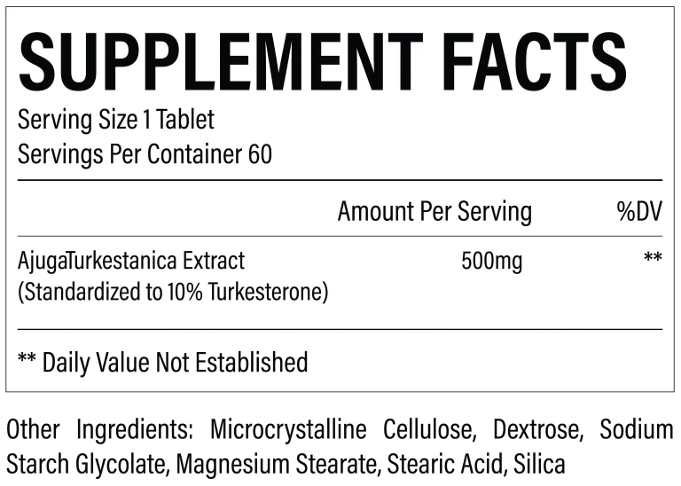 RAW TURKESTERONE 60 CAPS 60 SERV.