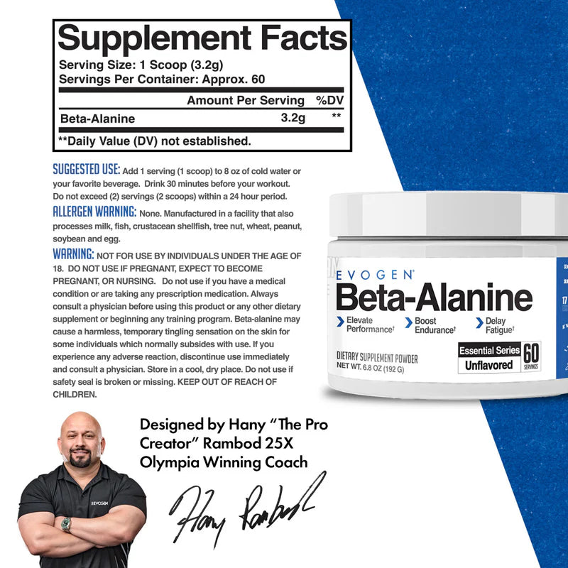 EVOGEN BETA-ALANINE POWDER 192 GR. 60 SERV. UNFLAVORED