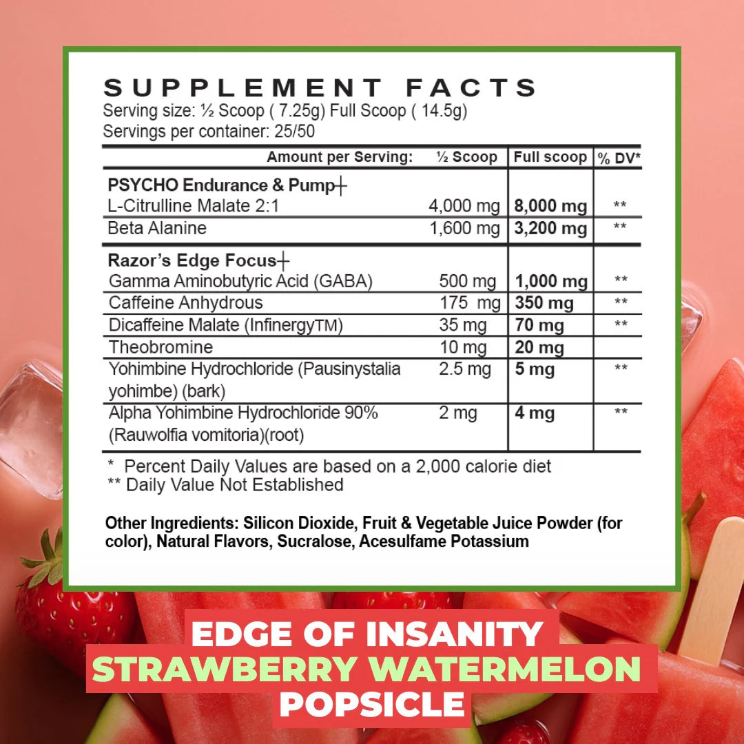 Edge Pre Workout Strawberry Watermelon Popsicle 25 Serv.
