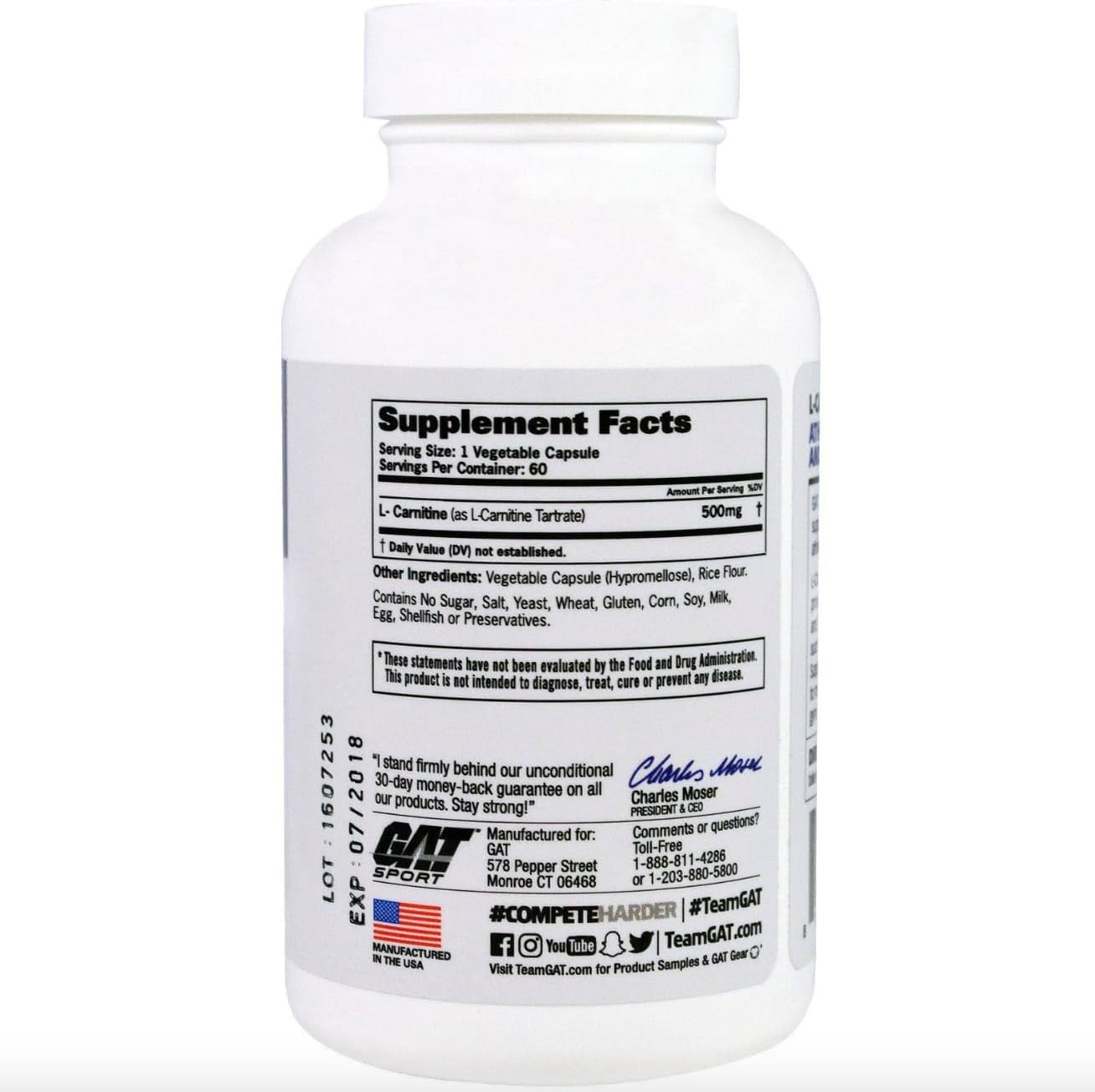 CARNITINA GAT 60 CAPS - UNFLAVORED