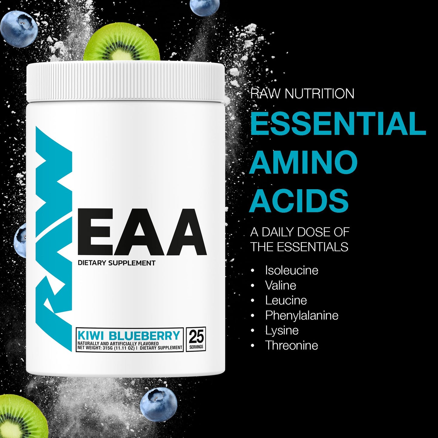 RAW EAA ESSENTIAL AMINO ACIDS 315 GR. 25 SERV. / KIWI BLUEBERRY