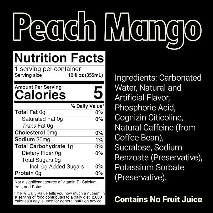 RAW BUM Energy Drink Peach Mango 355 ml
