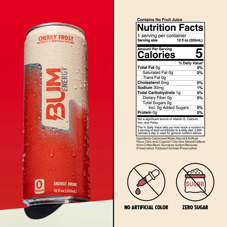 RAW BUM Energy Drink Cherry Frost 355 ml