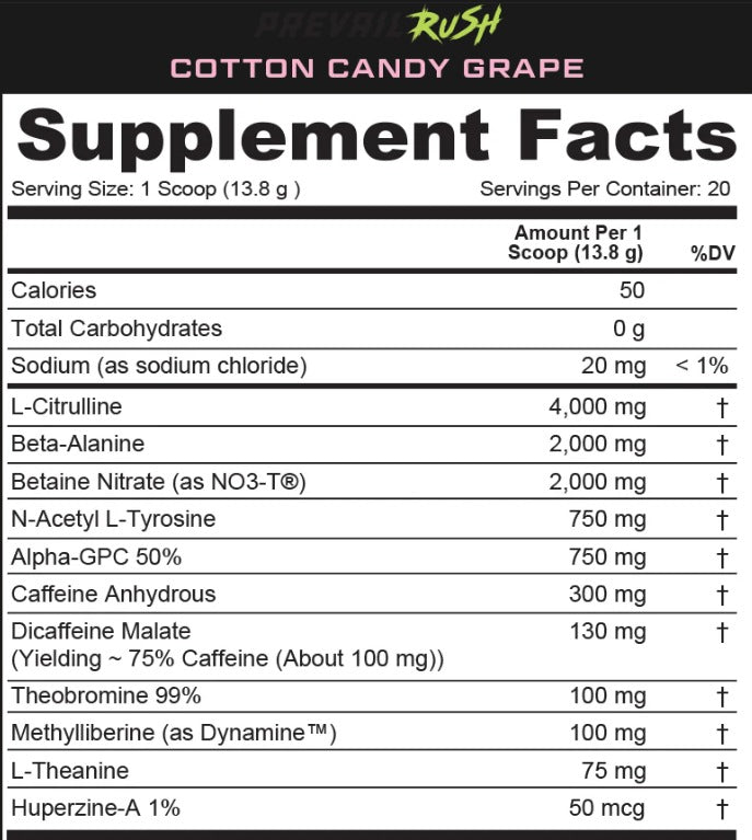 JAY CUTLER PREVAIL RUSH 276 GR. 20 SERV. / COTTON CANDY GRAPE