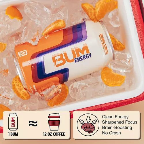 RAW BUM ENERGY RTD 12 PACK / ORANGE SUNRISE