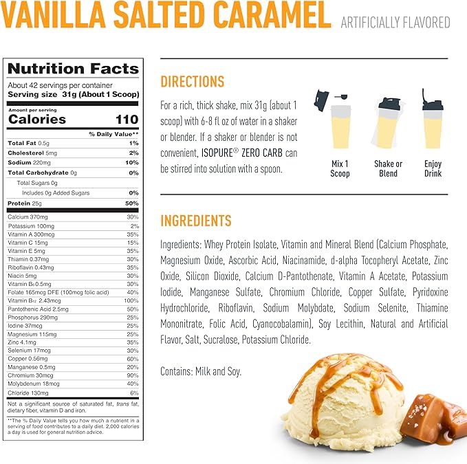 Isopure Proteina Zero Carb-Vanilla Salted Caramel 3lb