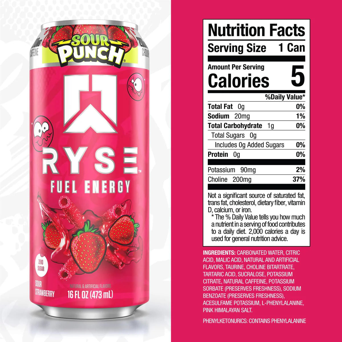 Ryse Fuel Energy Drink Sour Punch Strawberry 473 ml