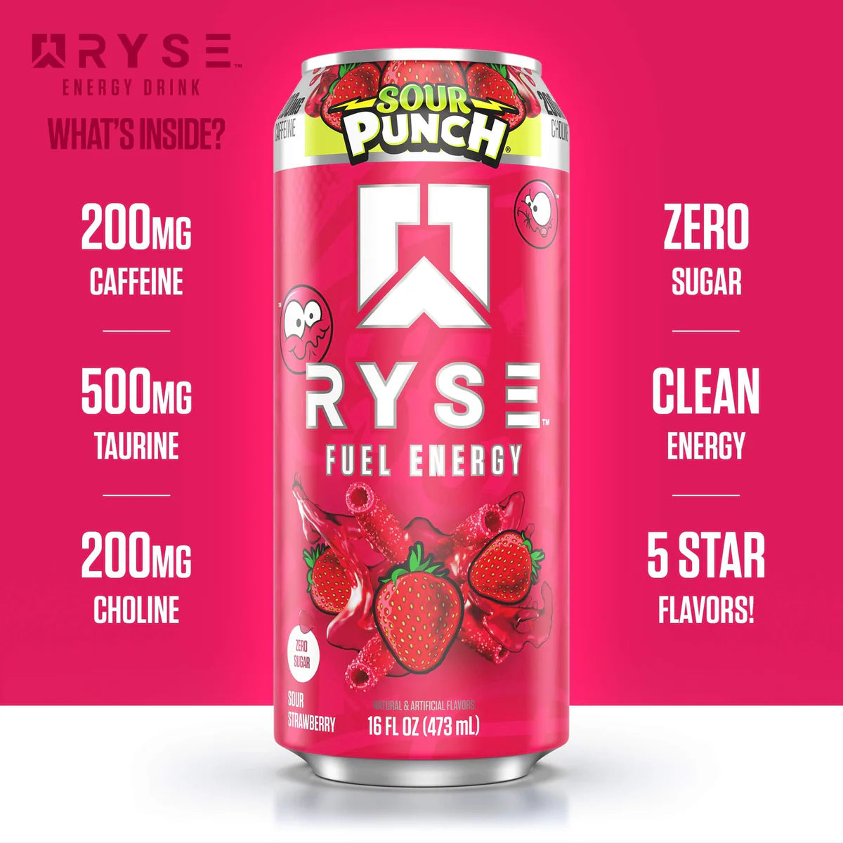 Ryse Fuel Energy Drink Sour Punch Strawberry 473 ml