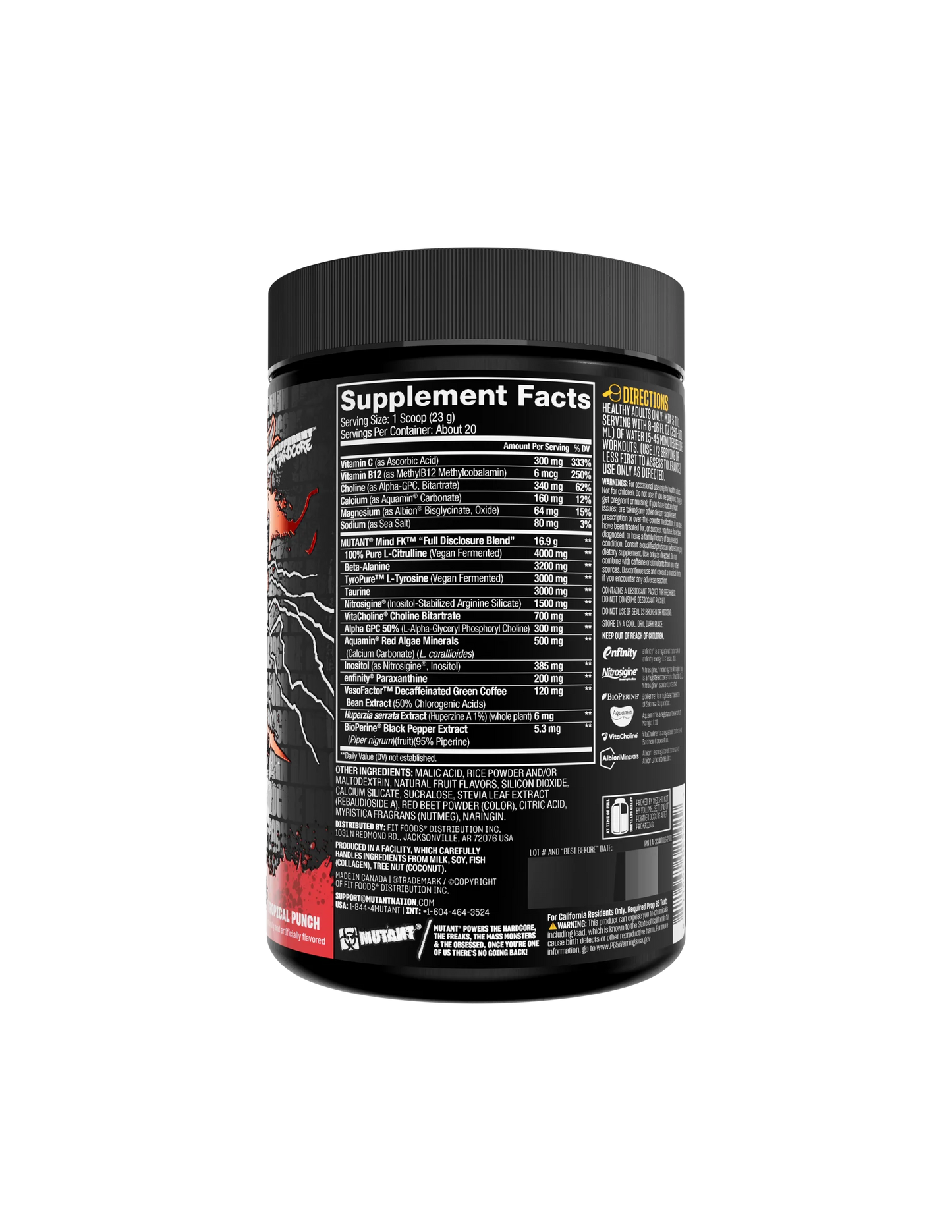 MUTANT Mind Fk Pre Workout Tropical Punch 20 Serv.