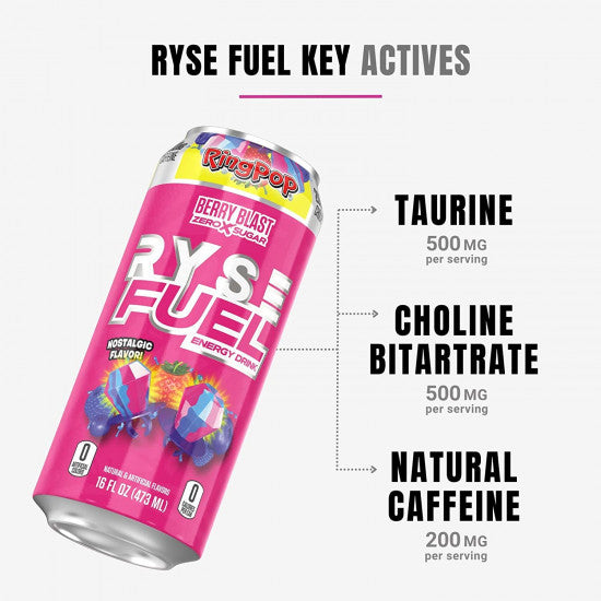 RYSE FUEL ENERGY DRINK 16OZ 12 PACK / RING POP BERRY BLAST