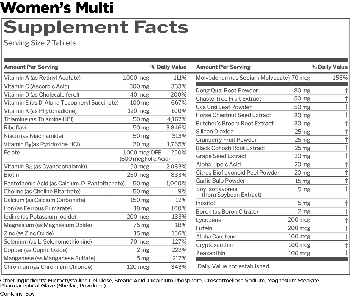 RULE 1 WOMEN'S TRAIN DAILY MULTIVITAMIN 60 TABLETS 60 SERV.
